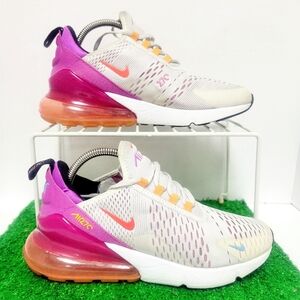 Nike Air Max 270 White and Purple Athletic Shoes
